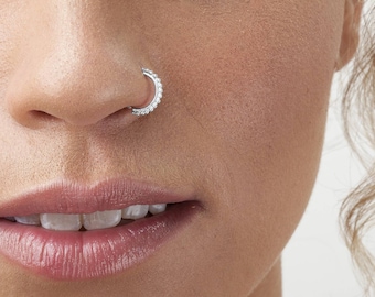 Indian Nose Ring, Silver Nose Hoop, Nose Hoop, Nose Ring Hoop , Nose Sterling Silver, 20g Silver Nose Piercing Jewelry, SKU 45