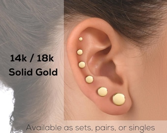 Gold Stud Earrings: Small Solid Disks (14k and 18k Options)