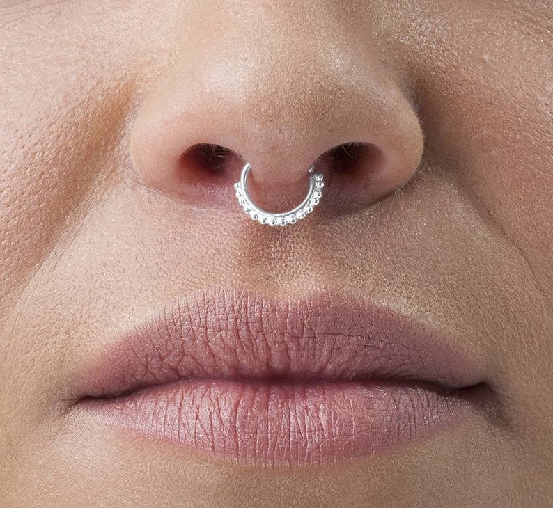 Indian Nose Ring, Silver Nose Hoop, Nose Hoop, Nose Ring Hoop , Nose Sterling Silver, 20g Silver Nose Piercing Jewelry, SKU 45 image 4