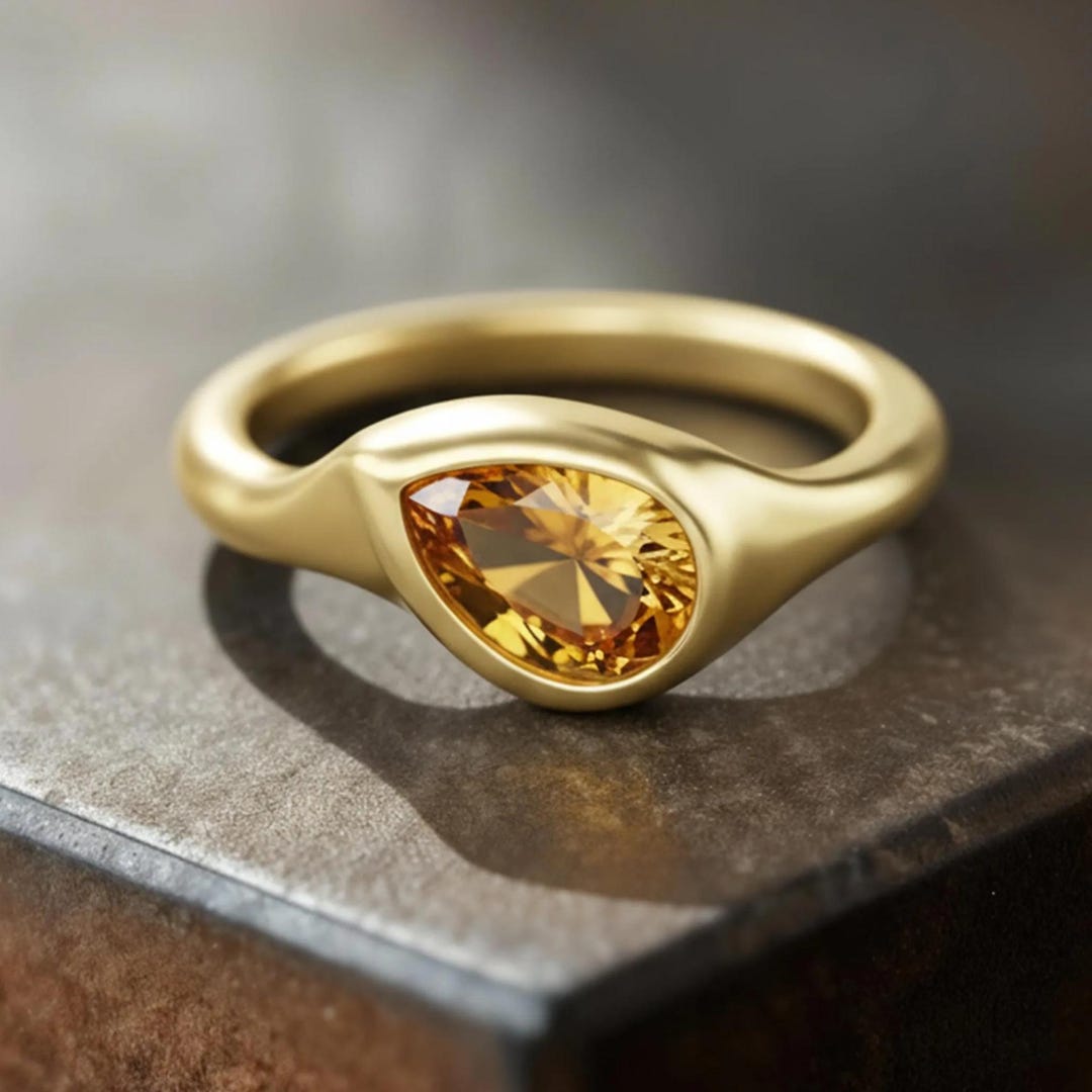 November Rings November Birthstone Citrine Ring, Gold Bezel (sizes 3-15) - Etsy Australia