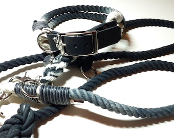 grey collar Dog leash tauline from Paracord as set or singles dog collar gold linen set