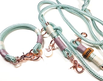 Mint green PPM dog collar | 3-way adjustable 2.5 m dog leash