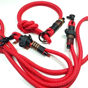 Zugstopphalsband | Hundehalsband | Hundeleine 2,5m in rot |  Umhängeleine 3fach verstellbar