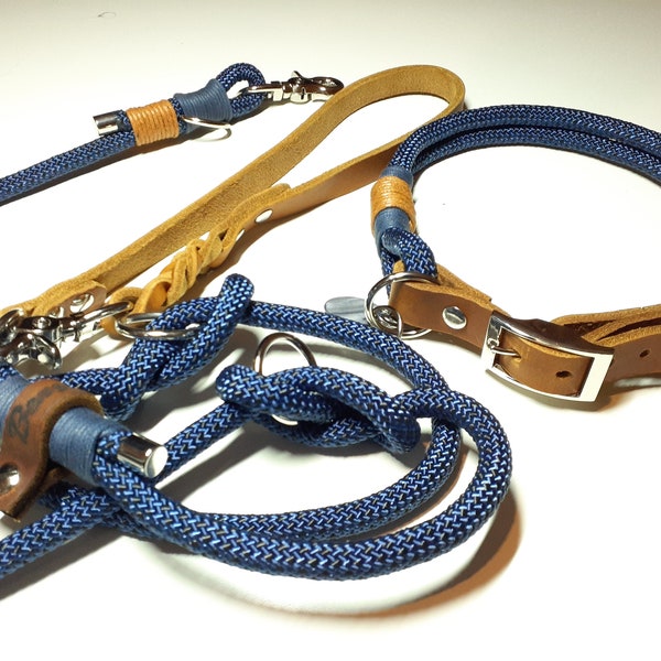 Hundeleine Hundehalsband verstellbar Halsbandset aus robustem und strapazierfähigem Kletterseil personalisiert
