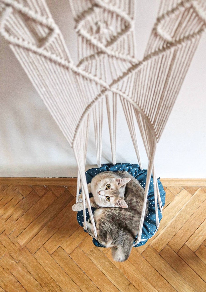 cama para gatos en macrame