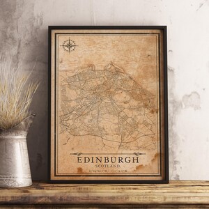 Druckbare Vintage Style Karte Edinburgh, Schottland, Vereinigtes Königreich - Sofort Download \ Stadtplan \ Wandkunst