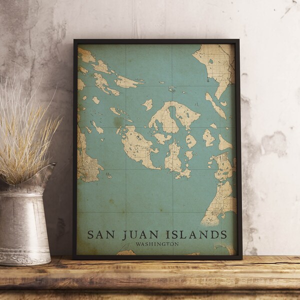 Printable Vintage Style Map of San Juan Islands, Washington, United States - Instant Download \ City Map \ Wall Art