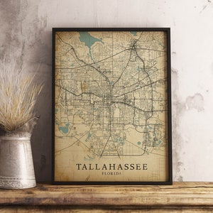 Printable Vintage Style Map of Tallahassee, Florida, United States ...