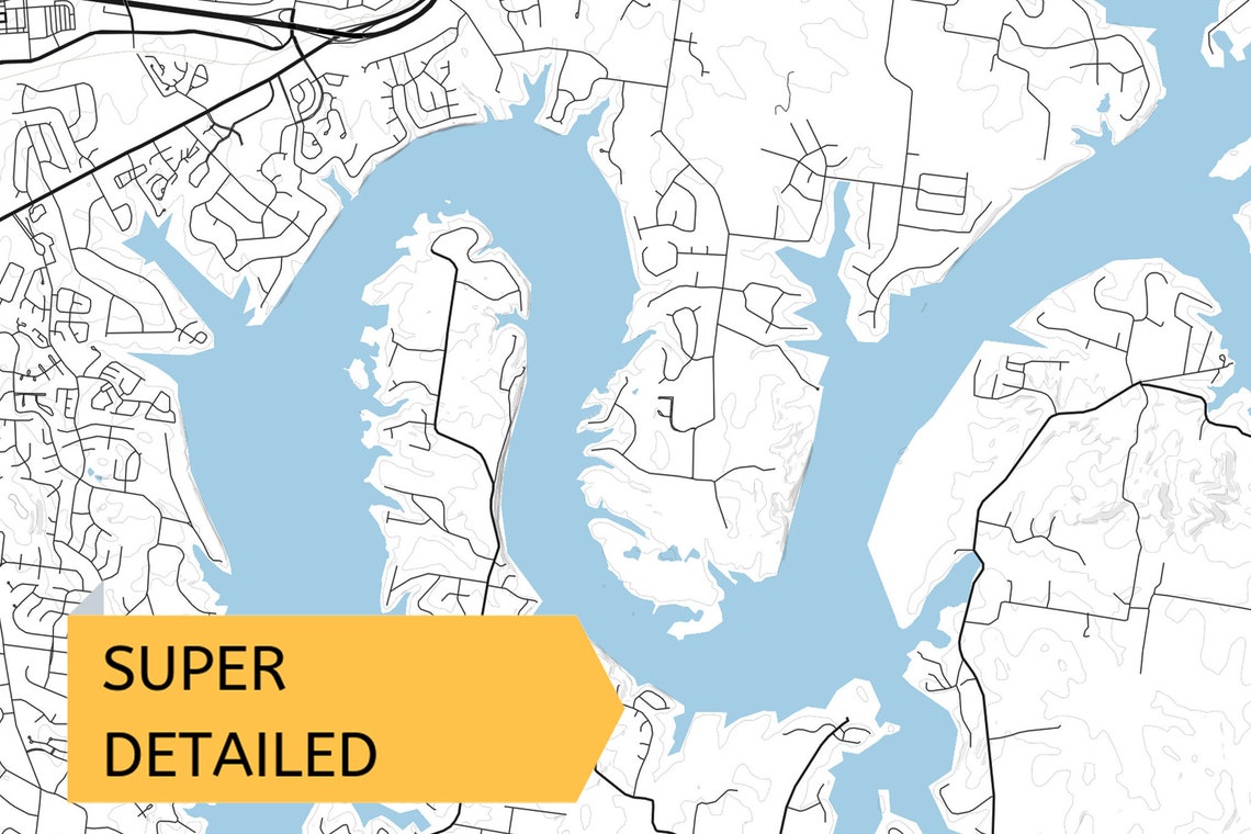 Printable Map Old Hickory Lake Tennessee United States Etsy