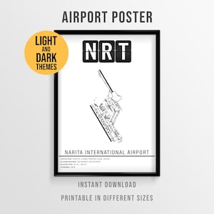 Narita Airport Poster, NRT Tokyo Airport Map Print, Japan Aviation Art (Instant Download)