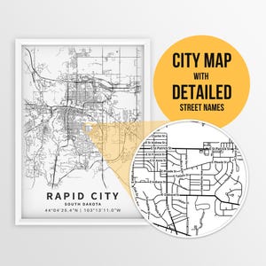 Druckbare Karte vonhaft in South Dakota, USA mit Straßennamen - sofortiger Download ~ Karte ~ ~ Stadt Karte ~ Strassenkarte ~ Karte