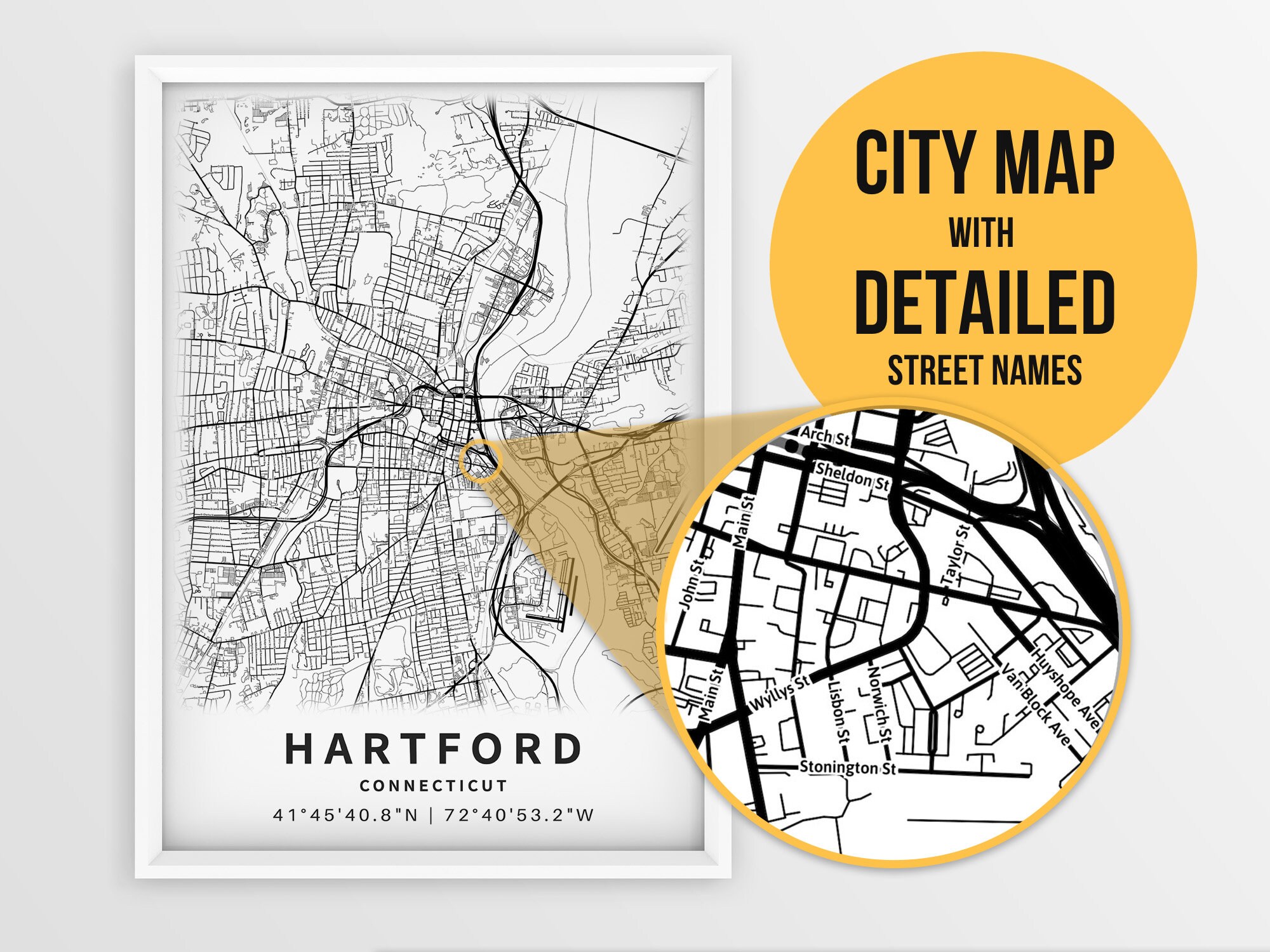 Printable Map Of Hartford CT Connecticut United States With Etsy printable-map-of-hartford-ct-connecticut-united-states-with-etsy