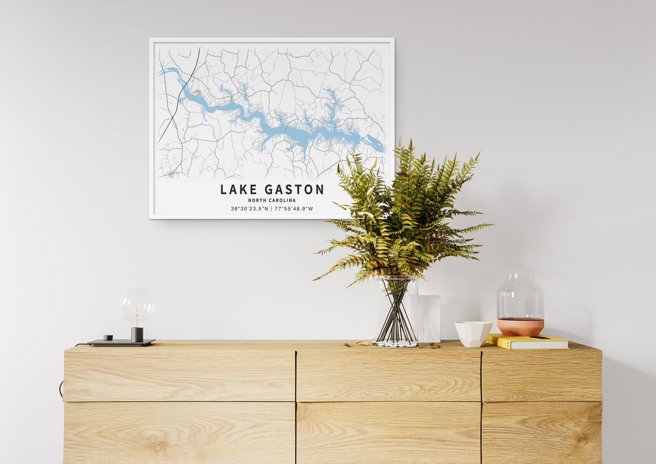 Printable Map of Lake Gaston North Carolina United States Etsy