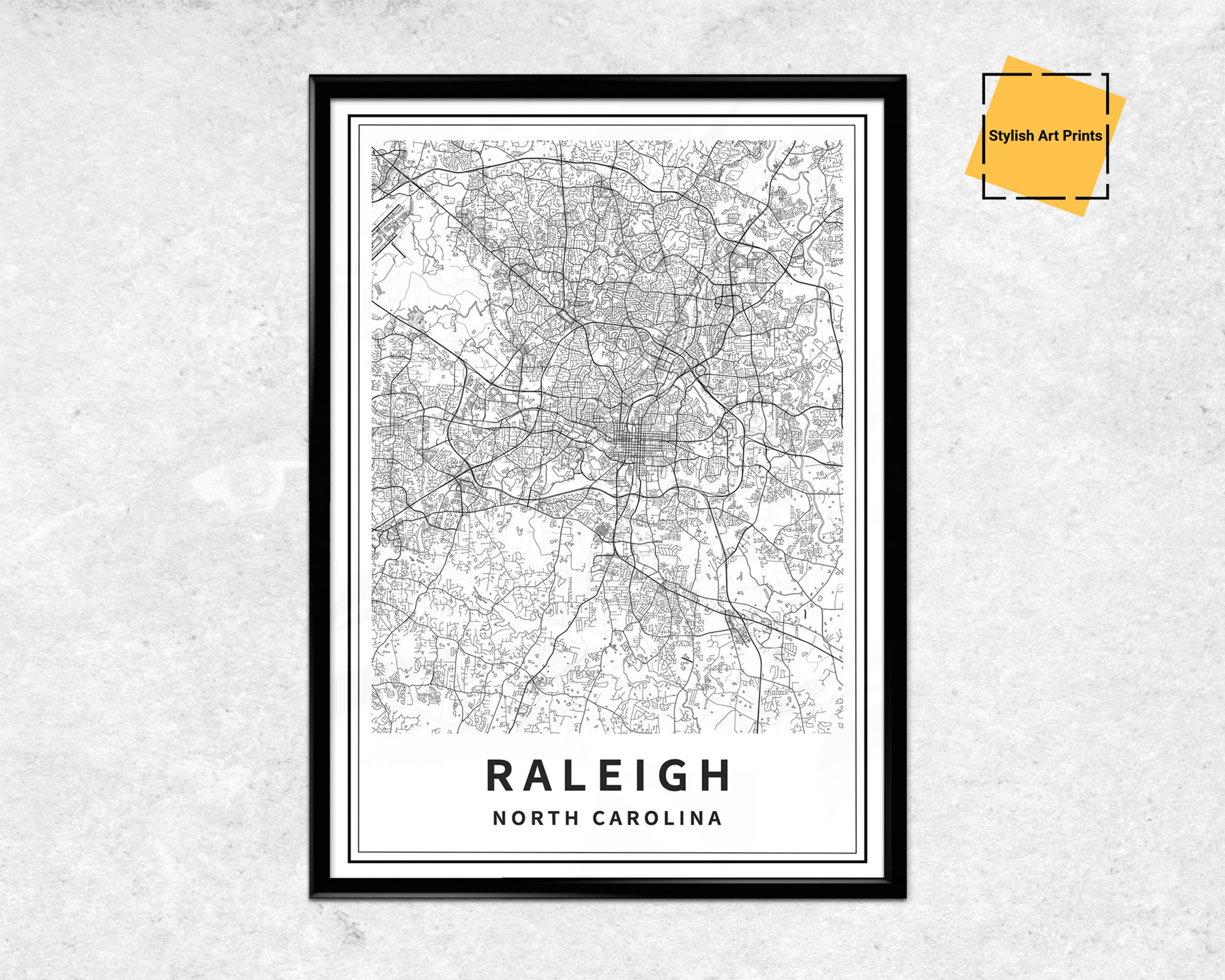Printable Map of Raleigh North Carolina United States | Etsy