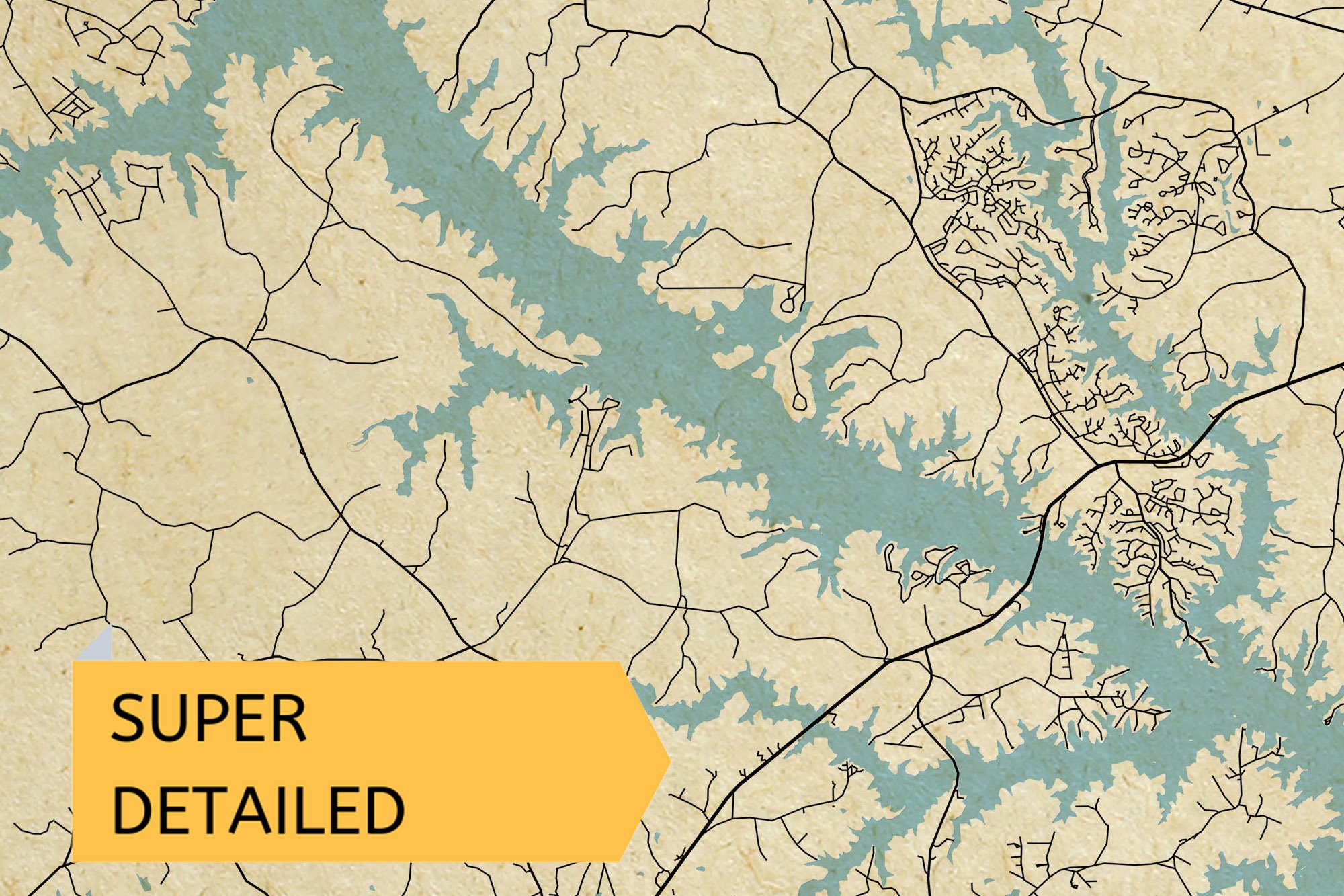 Vintage Style Map of Clarks Hill Lake and South Etsy