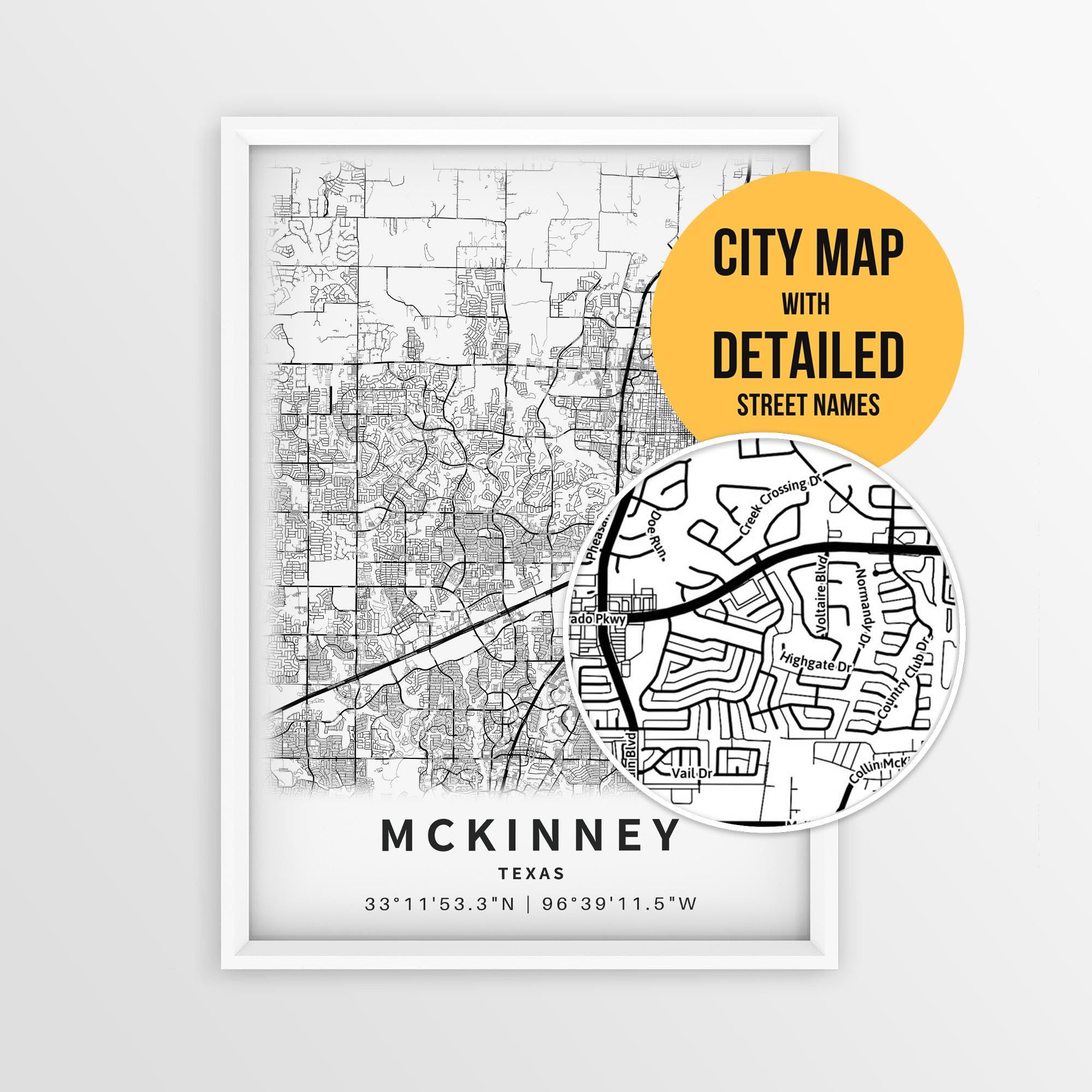 Mckinney Texas Map With Street Names, Printable Mckinney City