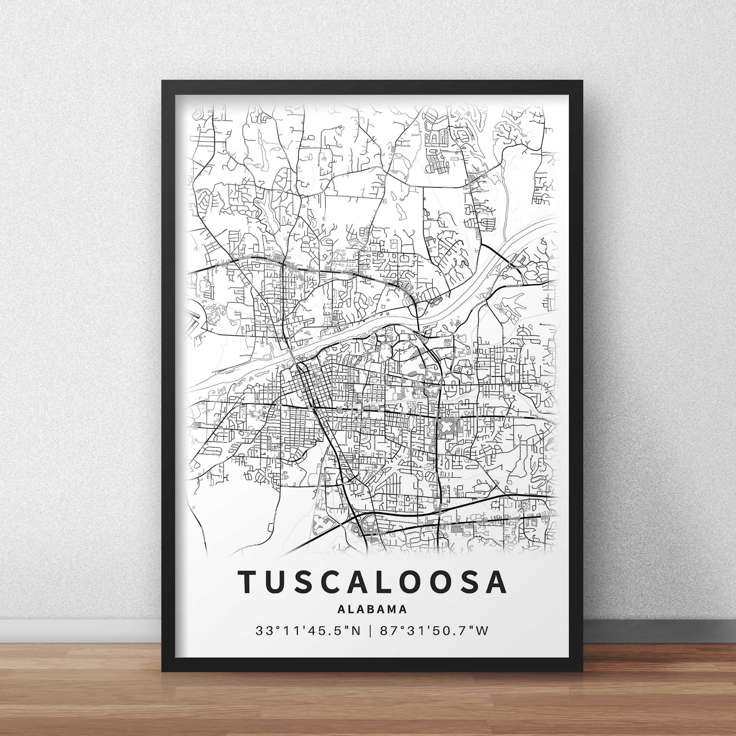 Printable Map of Tuscaloosa Alabama AL United States With - Etsy