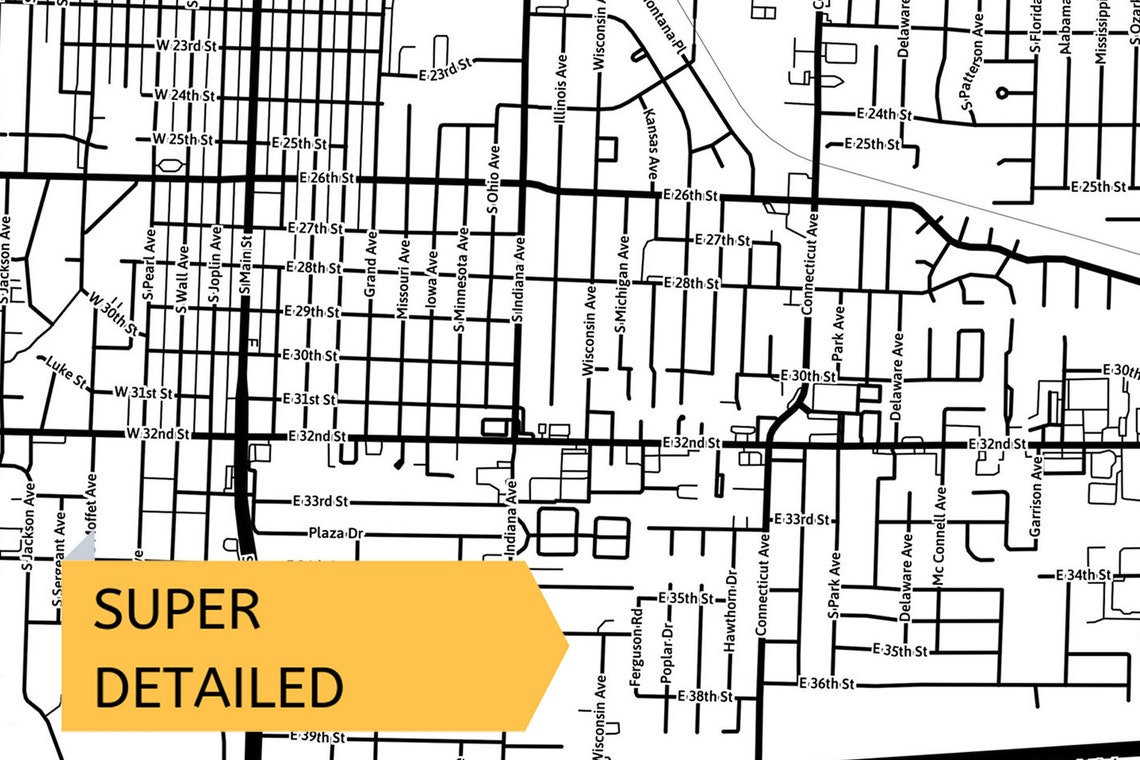 Printable Map of Joplin MO Missouri USA City Map With Street Etsy