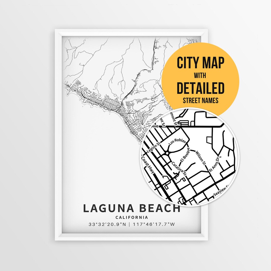 Laguna Beach California Map With Street Names, Printable Laguna