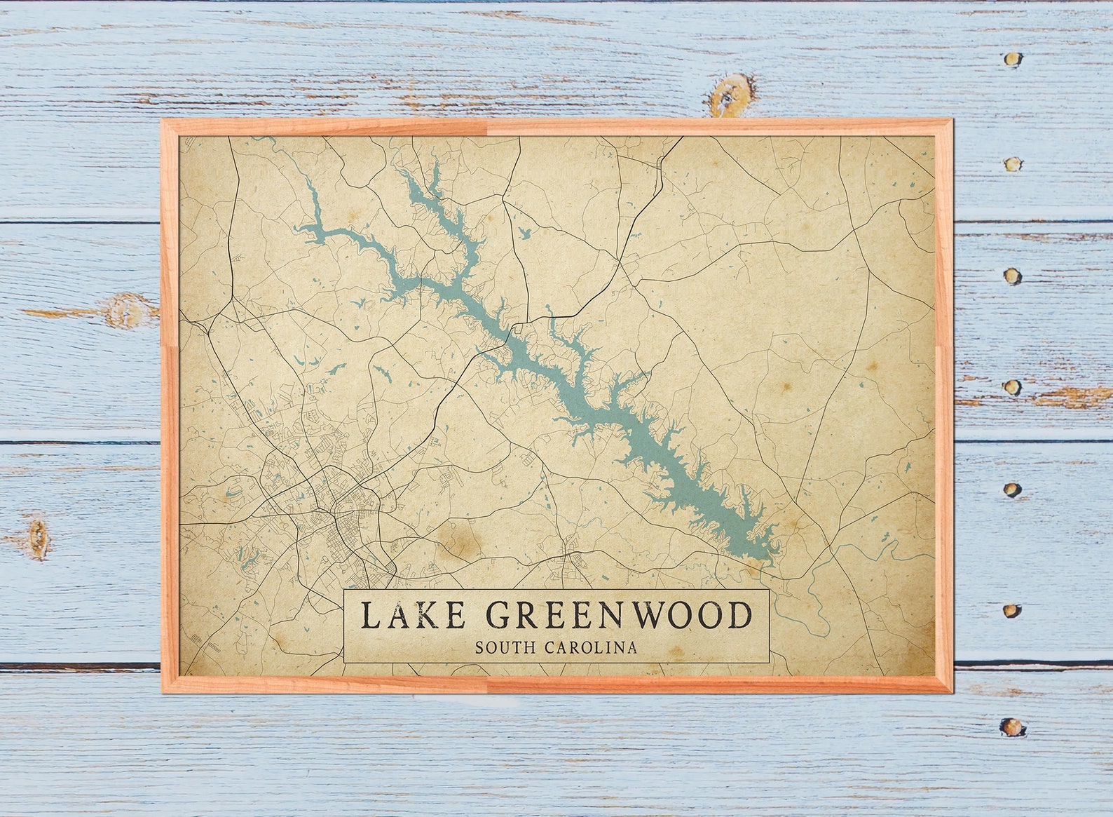 vintage-style-map-of-lake-greenwood-south-carolina-usa-etsy