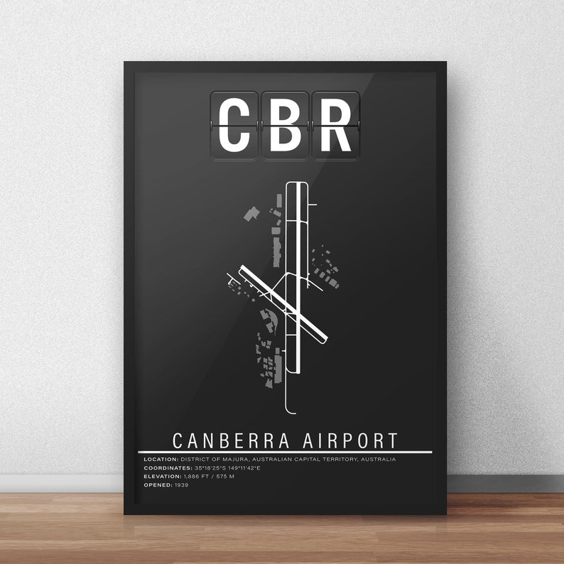 CBR Canberra Airport Poster Instant Download Map Art Pilot Gift Wall Art Airport Map Australia Travel Poster image 6