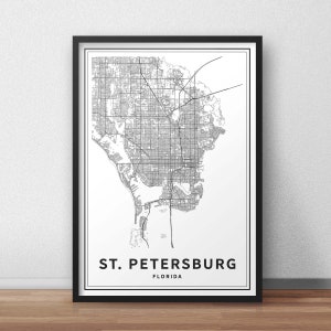 Printable Map of St. Petersburg, Florida FL USA, United States Instant Download City Map Wall ...