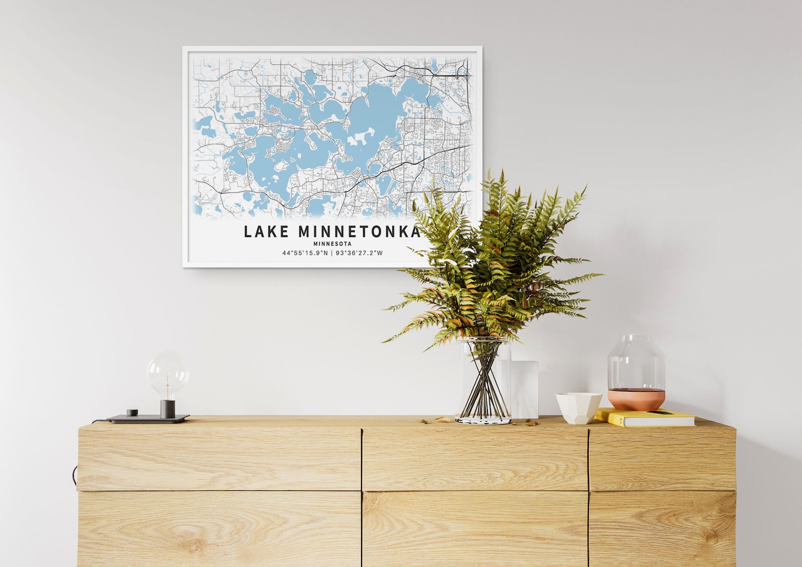 Printable Map of Lake Minnesota United States Etsy