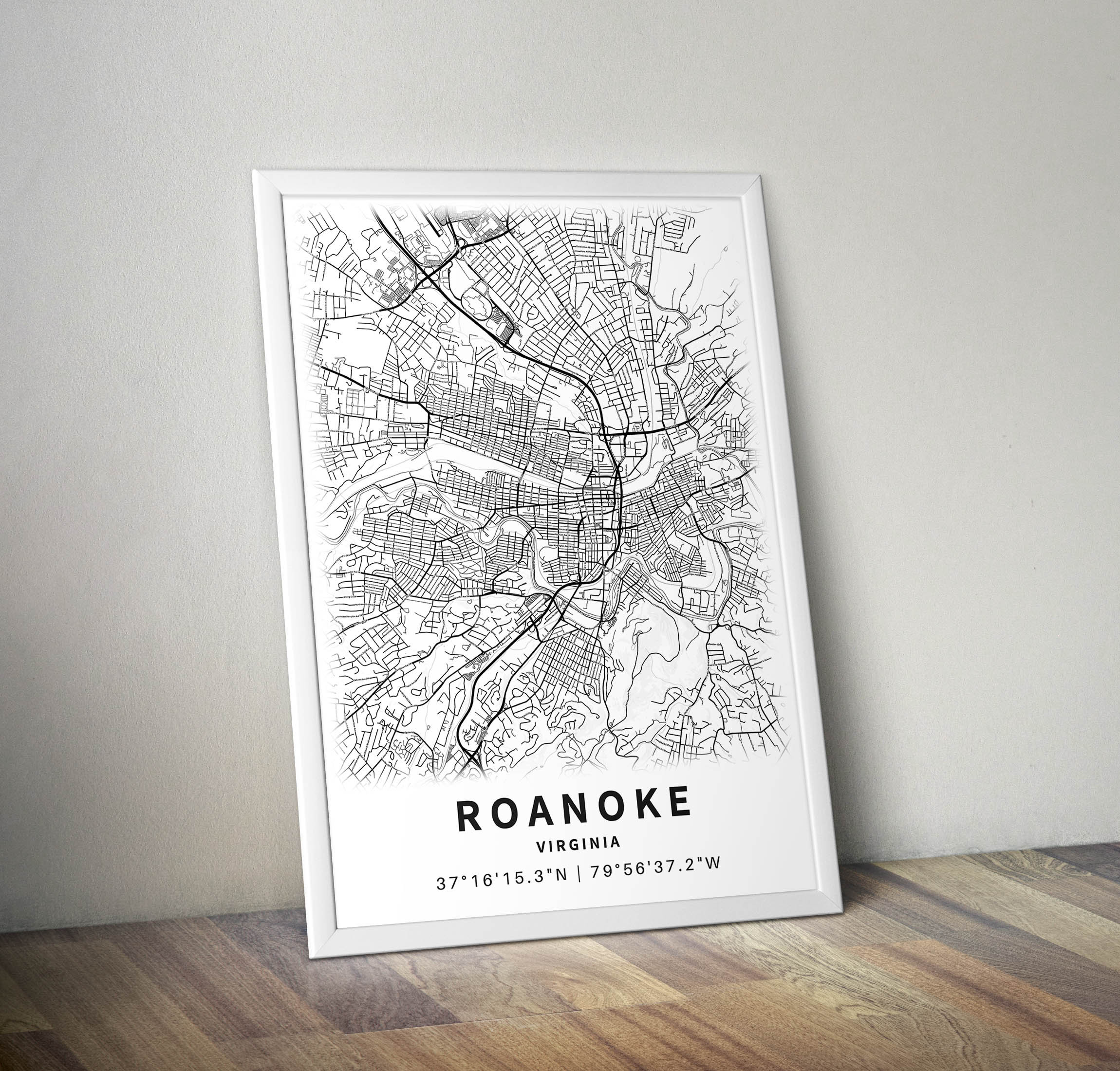 Printable Map of Roanoke Virginia VA United States With | Etsy