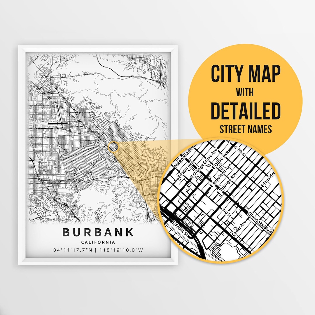 Printable Map of Burbank California - Il 1080xN.5282749950 Gilp