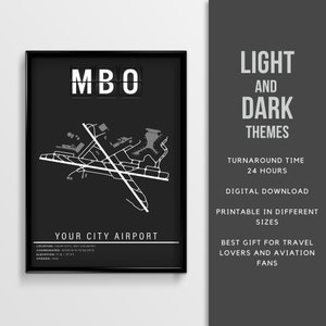 Individueller Airport Posterdruck Ihrer Stadt - Digitaler Download \Airport Code \Wand Kunst Geschenk für den Piloten