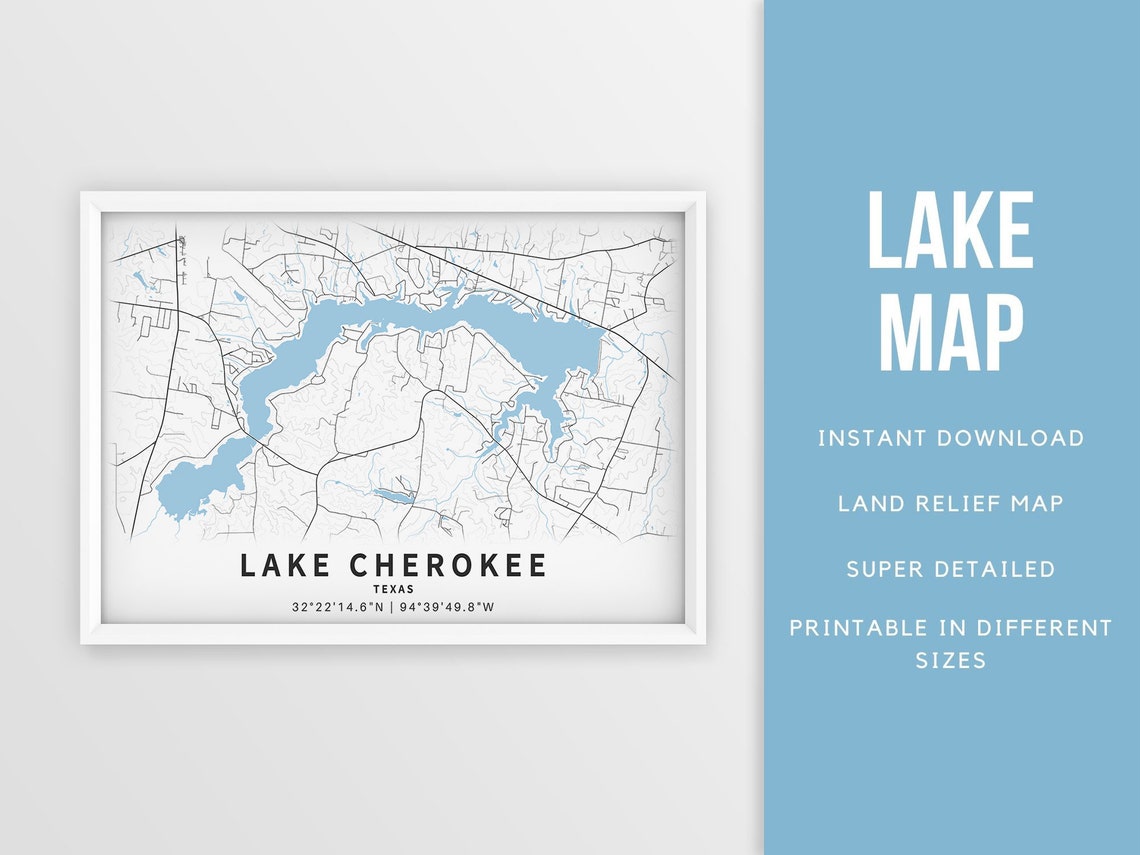 printable-map-of-lake-cherokee-texas-united-states-instant-etsy