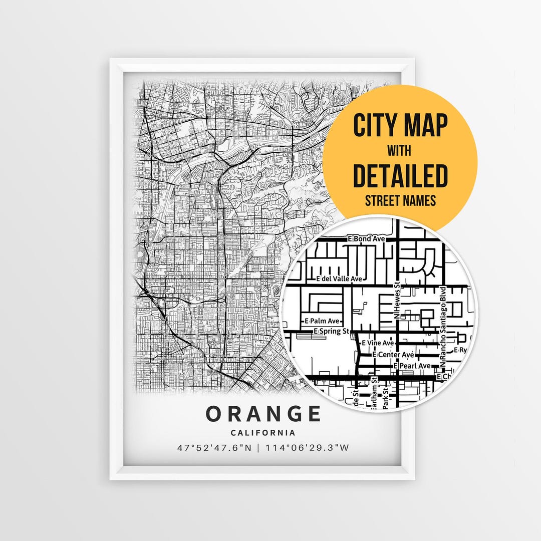 Orange California Map With Street Names, Printable Orange City