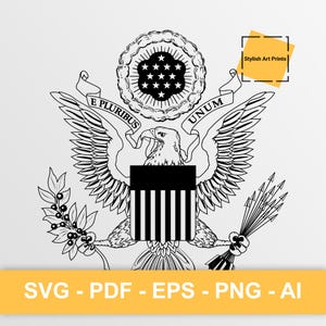 Sceau de l'État des États-Unis, clipart vectoriel des États-Unis - svg \ png \ pdf \ Téléchargement instantané \ Découpe \ Licence commerciale \ Manteau américain des distributeurs automatiques de billets