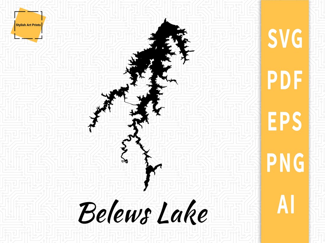 Belews Lake Map SVG North Carolina Map Vector File Instant Etsy