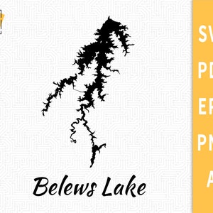 Belews Lake kaart SVG, North Carolina kaart Vector File - Instant Download \ Cutting \ Lake silhouette \ Commerciële licentie