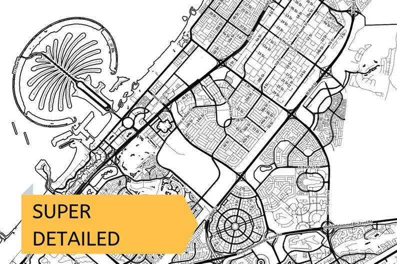 Printable Map of Dubai United Arab Emirates UAE with street | Etsy
