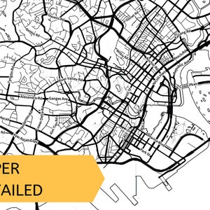 Carte imprimable de Singapour avec noms de rues - Téléchargement instantané \ Plan de la ville \ Cadeau de voyage \ Affiche de la ville \ Impression de carte routière \ Plan de rue image 6