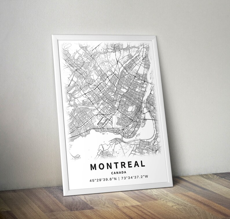 Printable Map of Montreal Quebec Canada with Street Names | Etsy