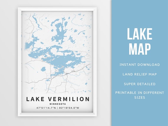 Printable Map of Lake Vermilion Minnesota United States - Etsy