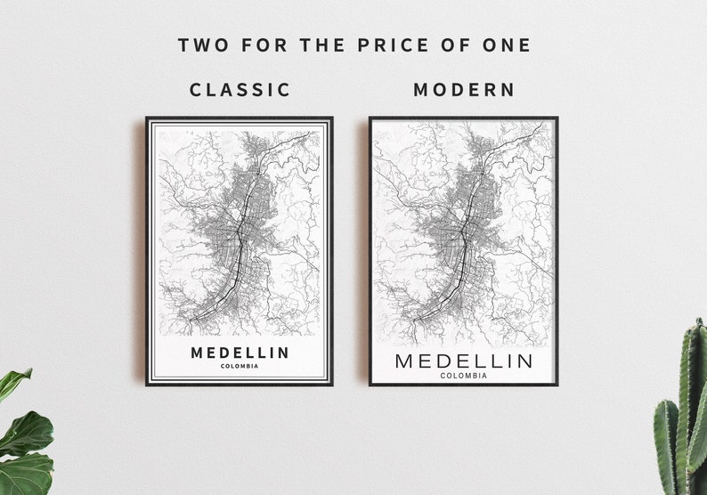 Printable Map of Medellin Colombia Instant Download City | Etsy