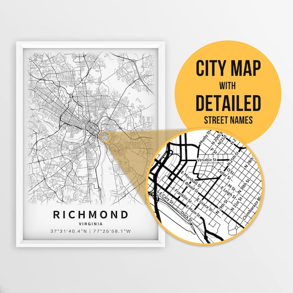 Richmond Map - Etsy