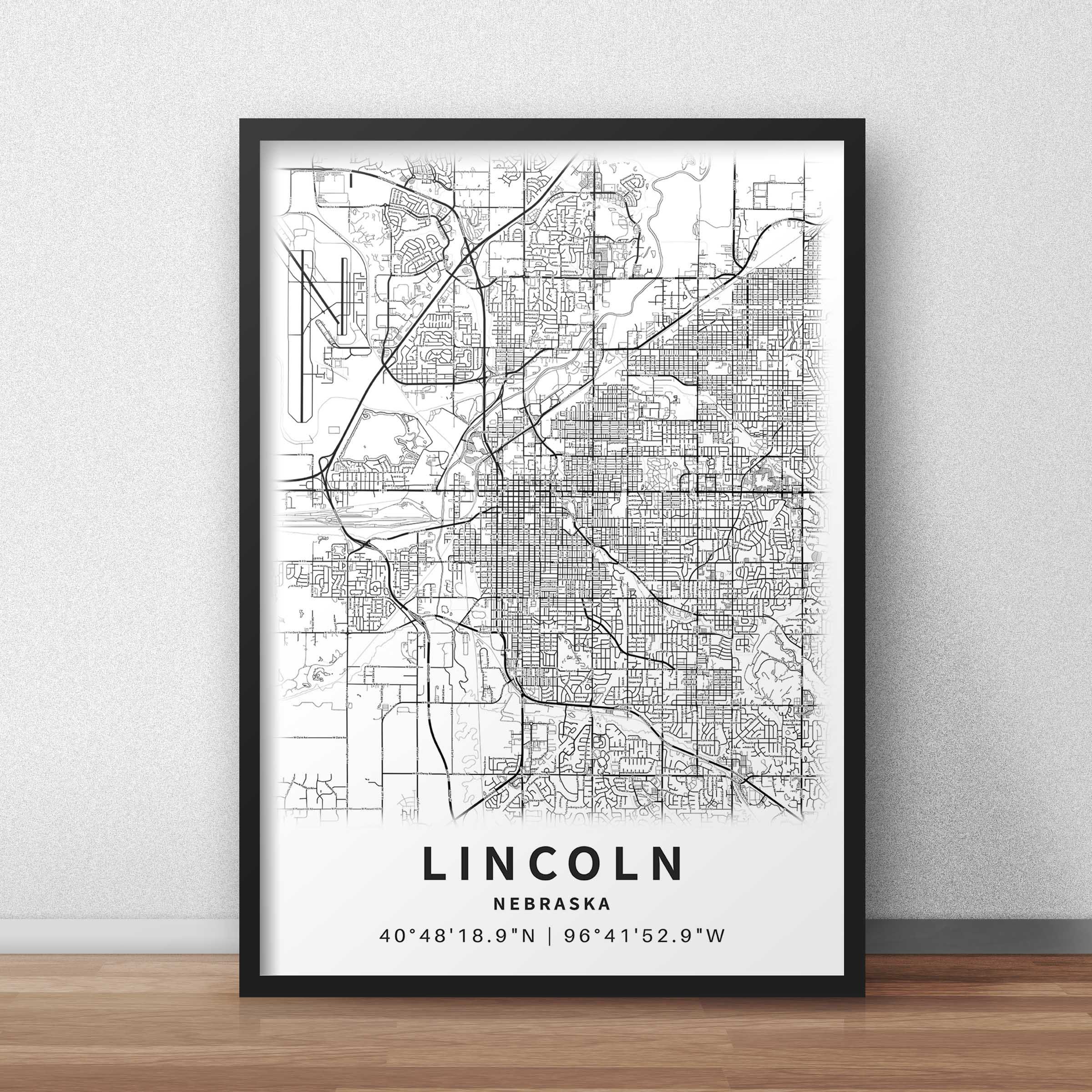 Printable Map of Lincoln Nebraska NE United States With | Etsy