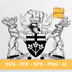 Armoiries de l'Ontario, Canada, Ontario Vector Clipart - SVG \ PNG \ PDF \ Téléchargement instantané \ Découpe \ Signe de l'État \ Drapeau royal \ Art de l'Ontario