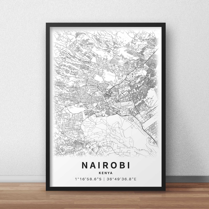Printable Map of Nairobi, Kenya with Street Names Instant Download City Map Travel Gift City Poster Road Map Print Street Map image 7