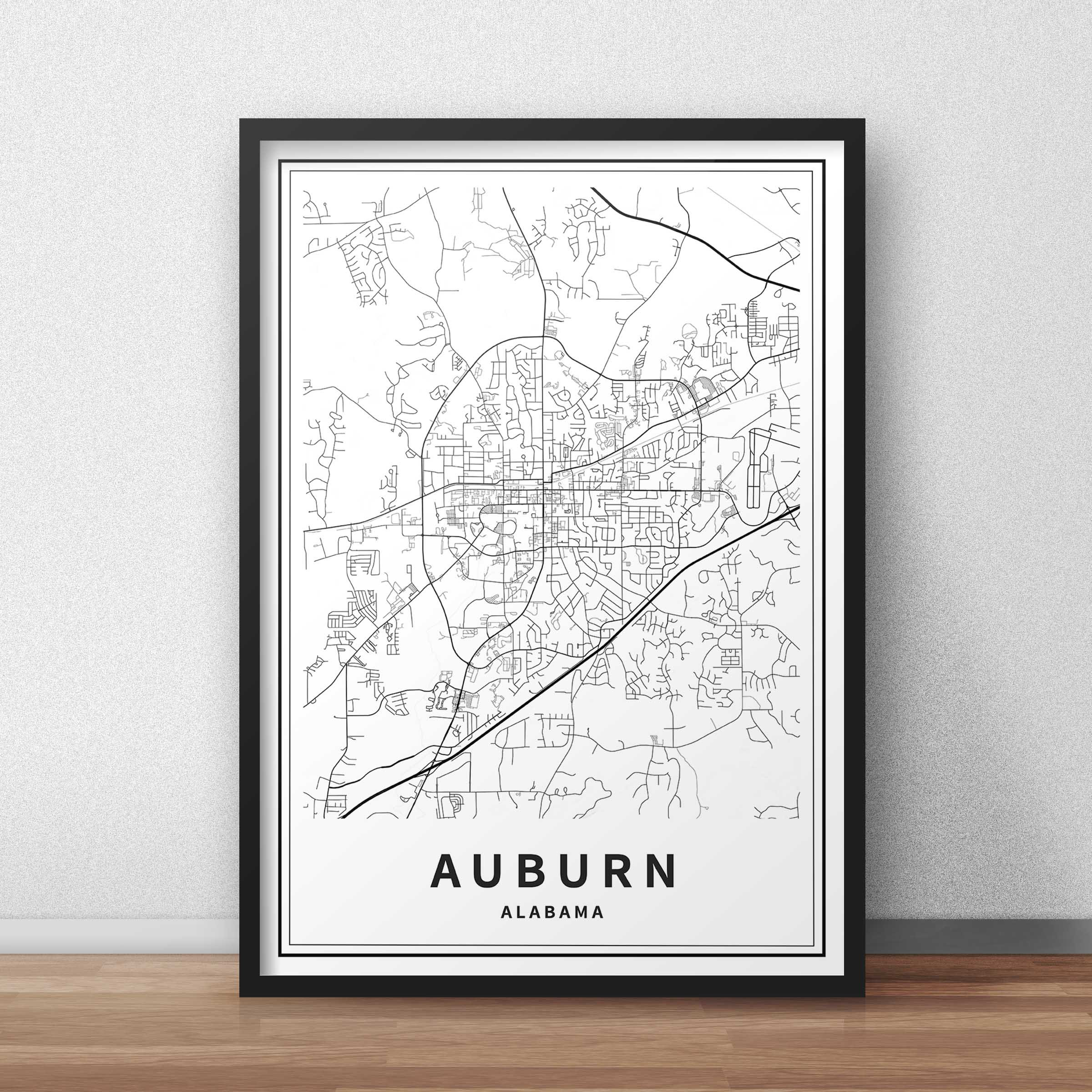 Auburn AL map print Alabama USA city map Instant Download | Etsy