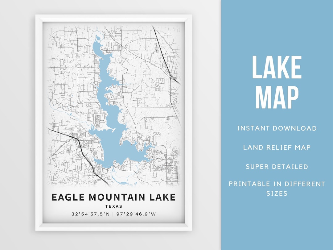 Printable Map of Eagle Mountain Lake Texas