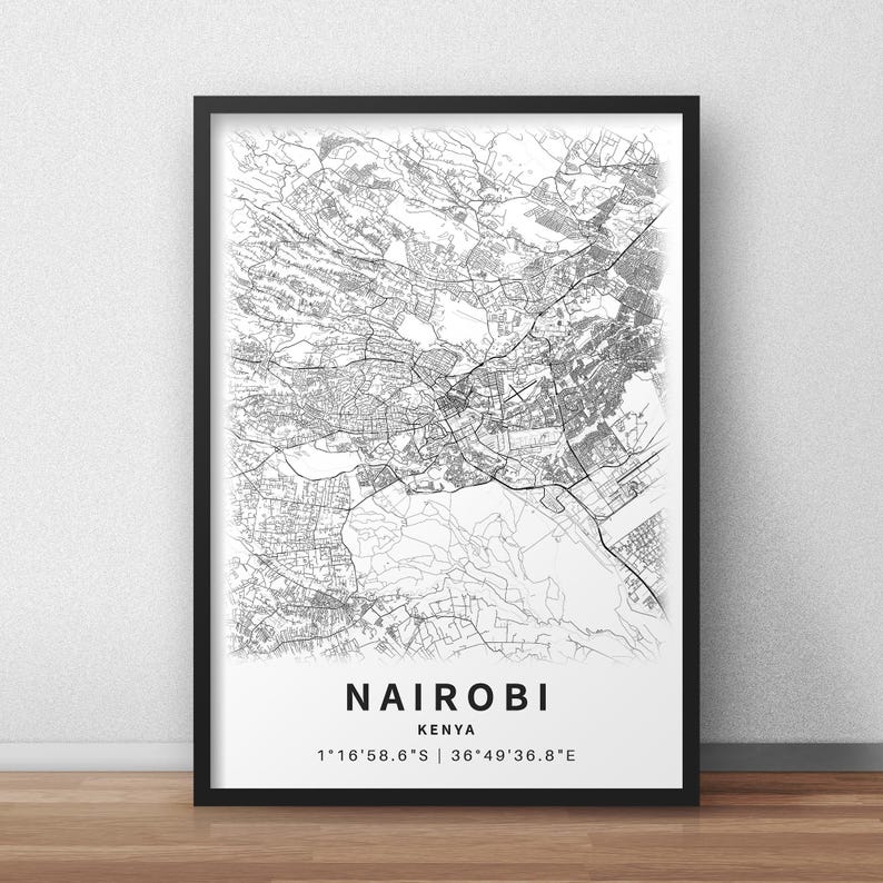 Karta över Nairobi, Kenya med gatunamn, utskrivbar affisch över Nairobi (nedladdning direkt) bild 6