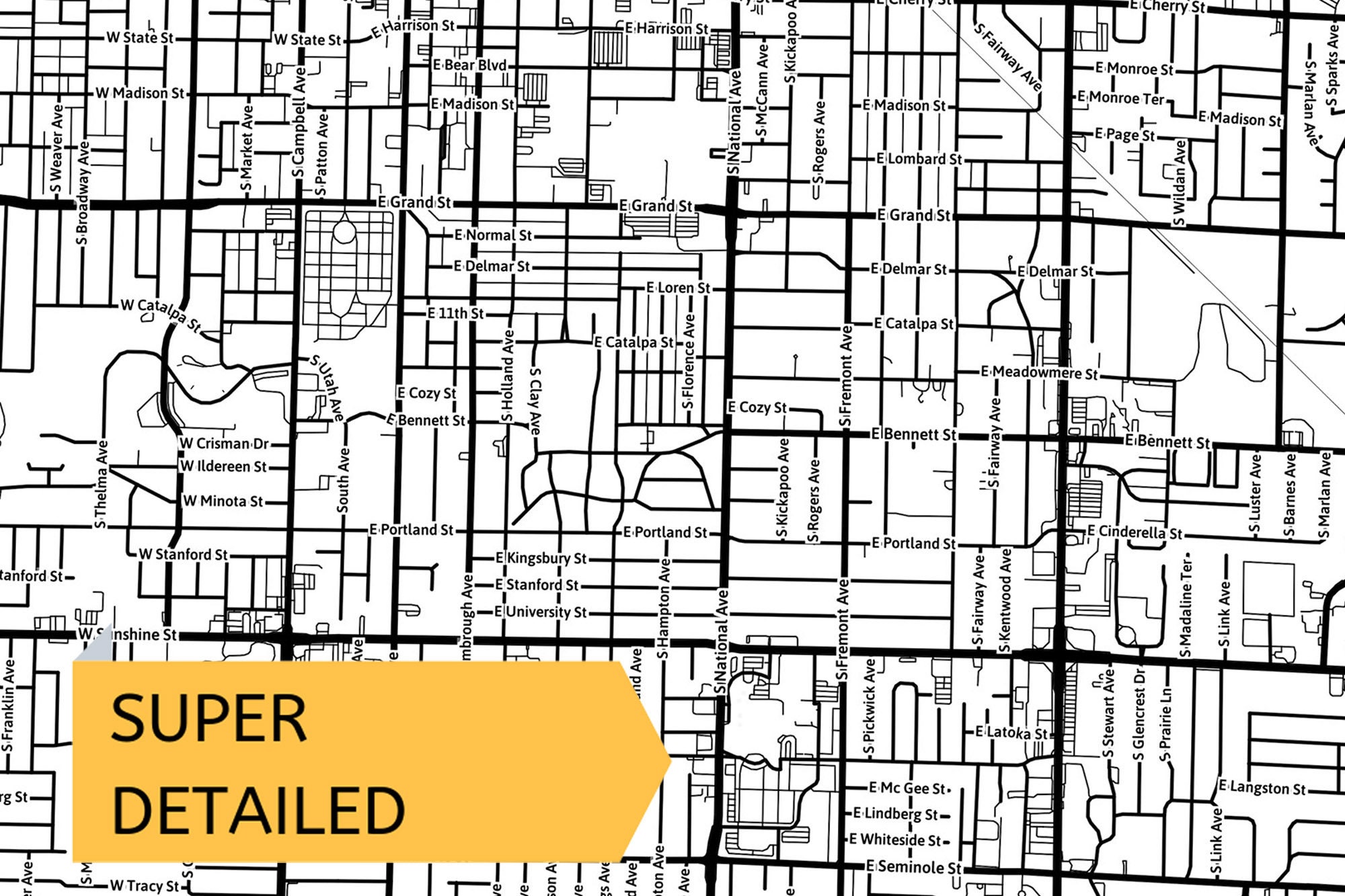 Printable Map of Springfield Missouri United States With Etsy
