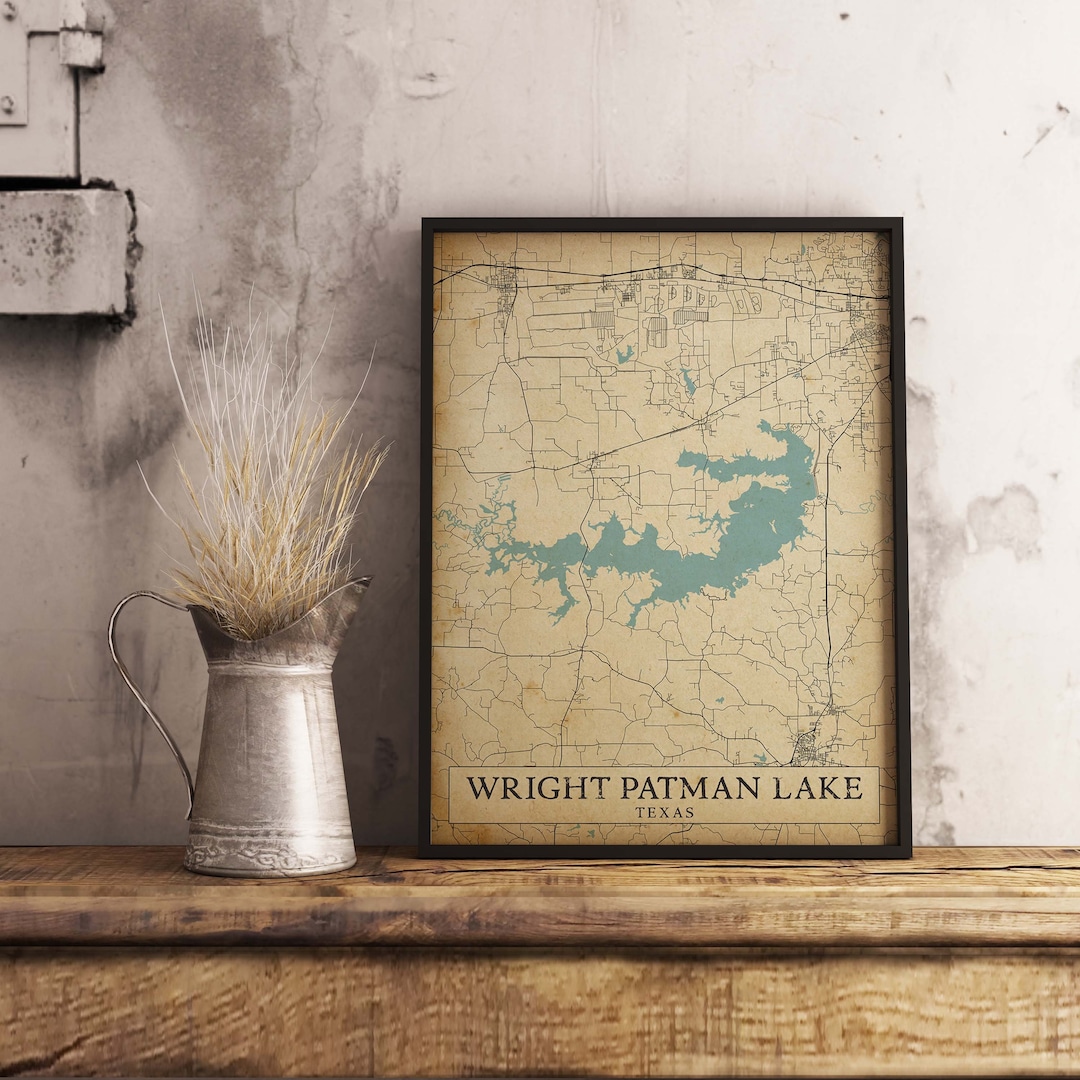 Vintage Style Map of Wright Patman Lake Texas USA Instant Etsy