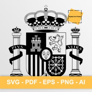 Wapen van Spanje, Spanje Vector Clipart - SVG \ PNG \ PDF \ Instant Download \ Cutting \ Staatsbord \ Vlag \ Escudo de Espana \ Spanje embleem